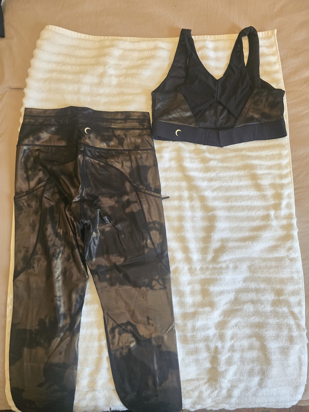 Black Tie-Dye High-Rise Leggings with Matching Sports Bra